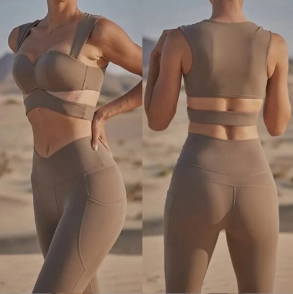 Breathable Nylon Yoga Set Sports Bra Legging Gym Fitness Sets - Image 2